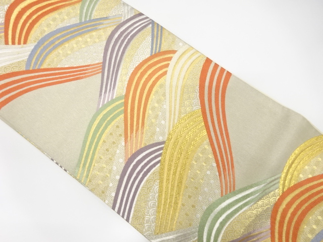 JAPANESE KIMONO / ANTIQUE FUKURO OBI / SILK / WOVEN ROUGH WAVE